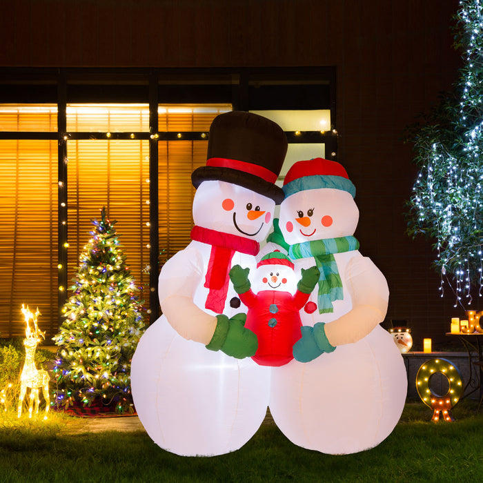8ft Lighted Inflatable Snowman Family Decor