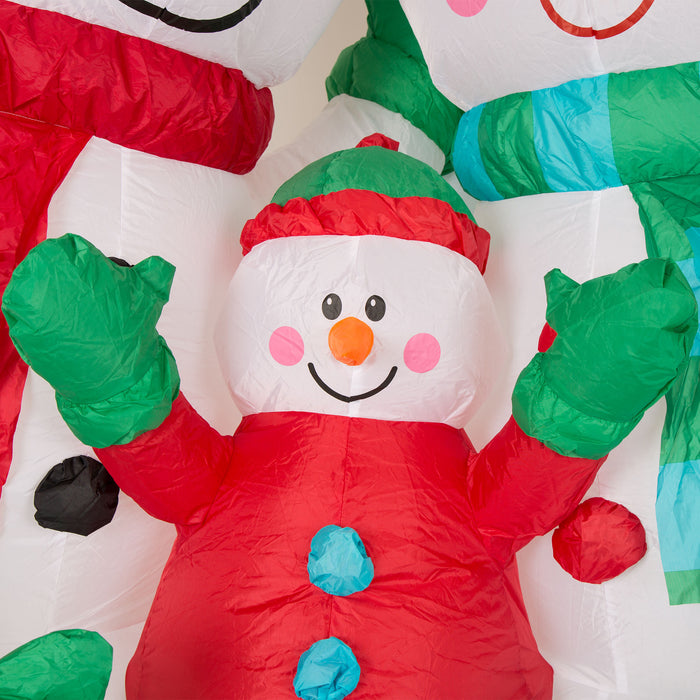 8ft Lighted Inflatable Snowman Family Decor