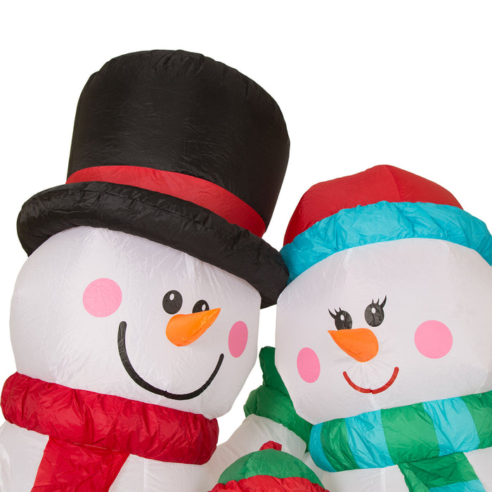 8ft Lighted Inflatable Snowman Family Decor
