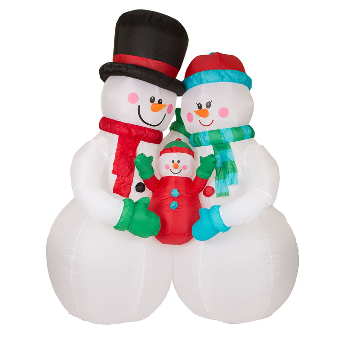 8ft Lighted Inflatable Snowman Family Decor