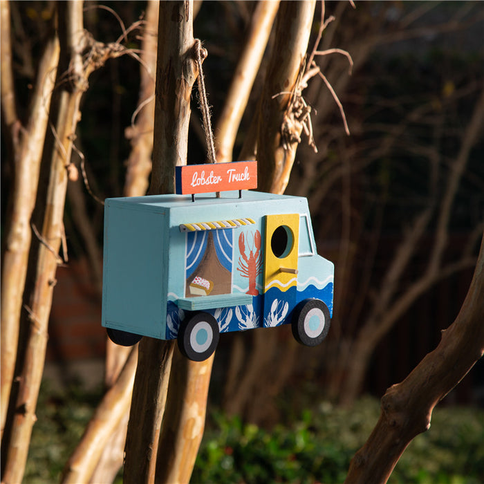 9.45"L Wooden Lobster Truck Birdhouse