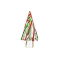 9.8"H Red/Green Striped Table Decor Glass Christmas Tree