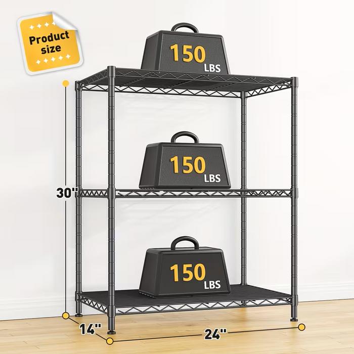 Black - 3 Tier: 30" x 24" x 14"