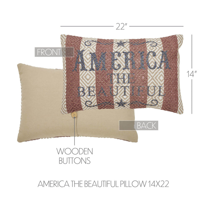 "America The Beautiful" Pillow - 14x22" - Primitive Star Quilt Shop