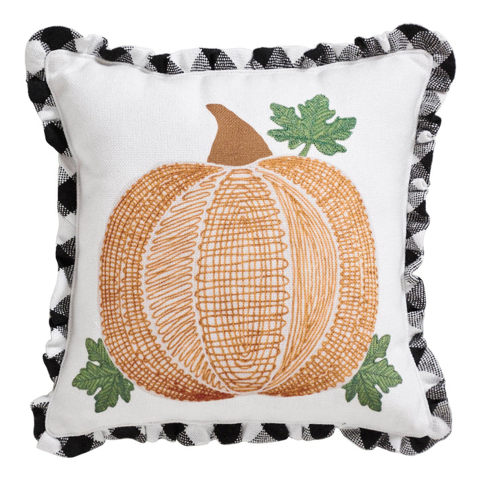 Annie Black Buffalo Check Pumpkin Pillow 12" - Primitive Star Quilt Shop