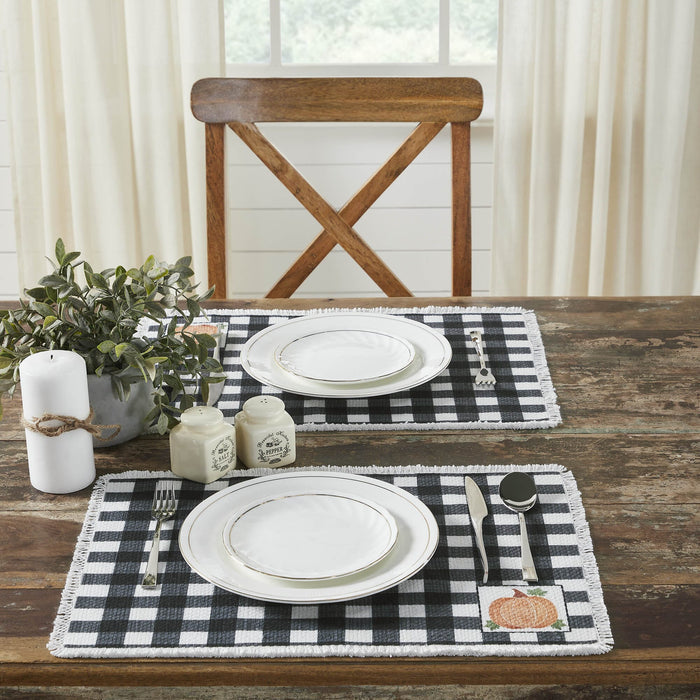 Annie Black Buffalo Check Pumpkin Placemat - Set of 2 - Primitive Star Quilt Shop