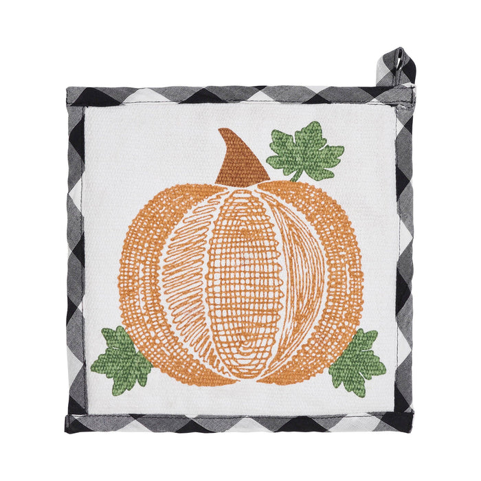 Annie Black Buffalo Check Pumpkin Pot Holder 8" - Set of 3 - Primitive Star Quilt Shop