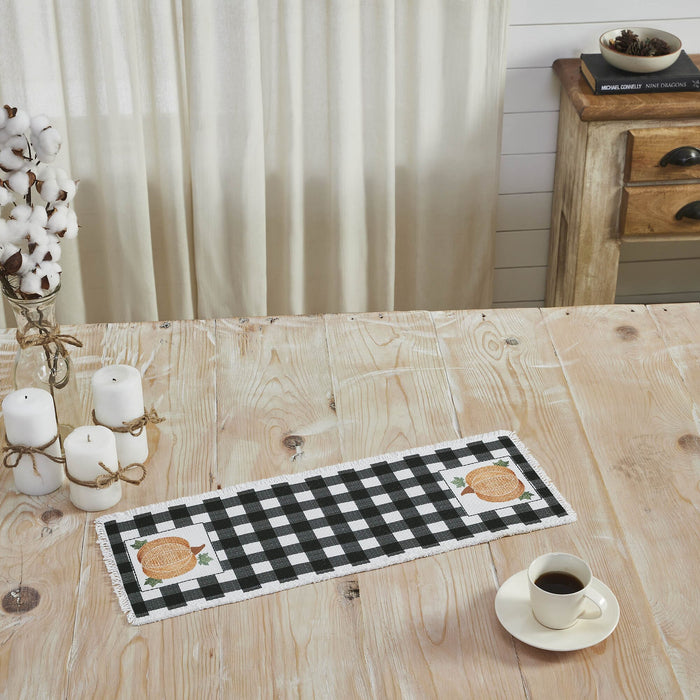 Annie Black Buffalo Check Pumpkin Runner 8x24" - Primitive Star Quilt Shop
