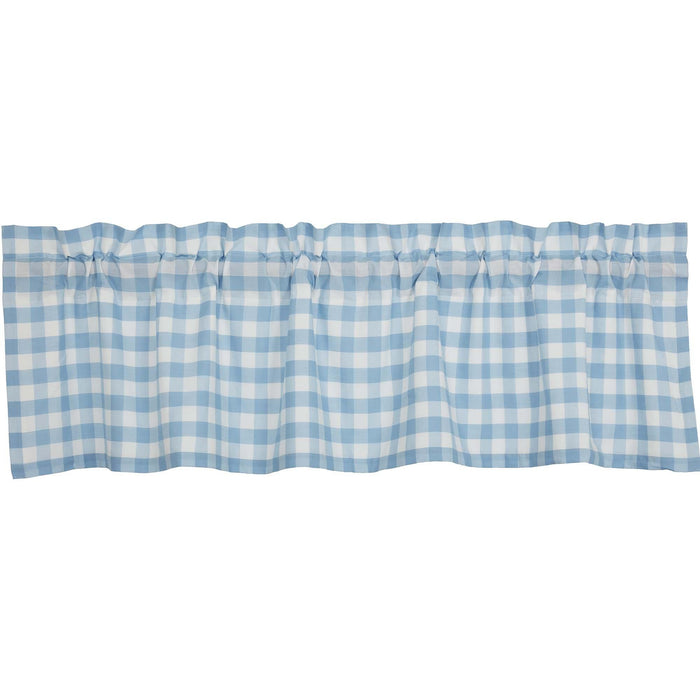 Annie Blue Buffalo Check Lined Valance 60" - Primitive Star Quilt Shop