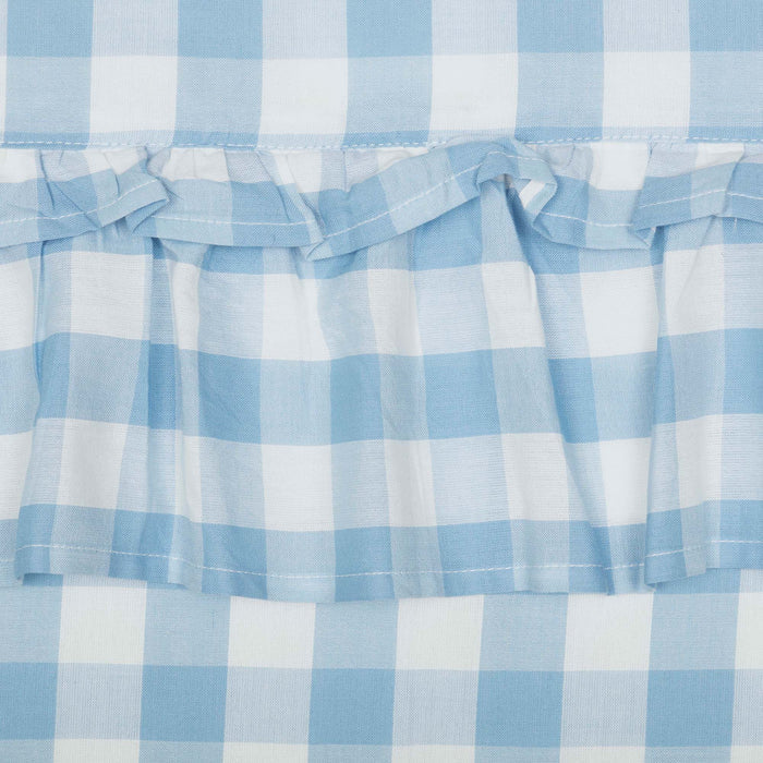 Annie Blue Buffalo Check Ruffled Lined Short Panel Curtains 63" - Primitive Star Quilt Shop