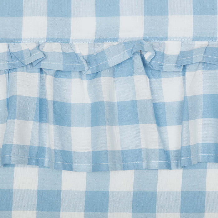 Annie Blue Buffalo Check Ruffled Lined Valance 72" - Primitive Star Quilt Shop