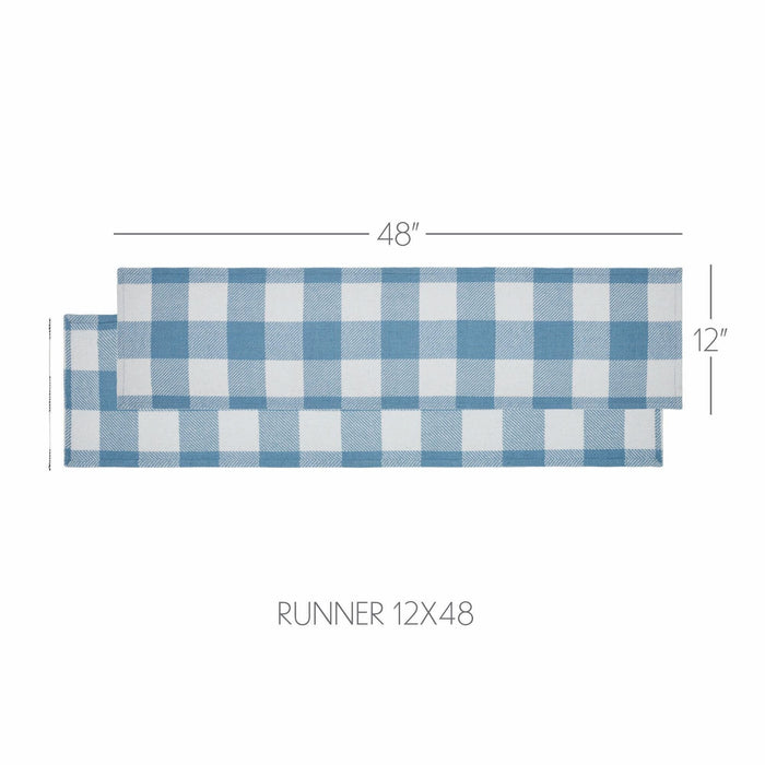 Annie Blue Buffalo Check Runner 12x48" - Primitive Star Quilt Shop