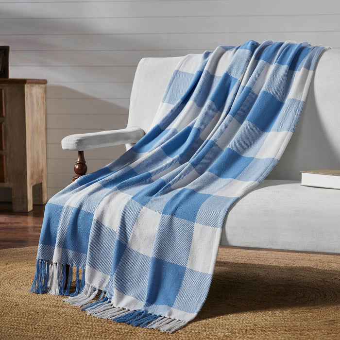 Annie Blue Buffalo Check Woven Throw - Primitive Star Quilt Shop