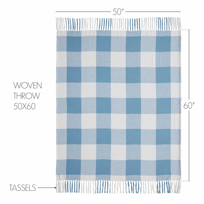 Annie Blue Buffalo Check Woven Throw - Primitive Star Quilt Shop