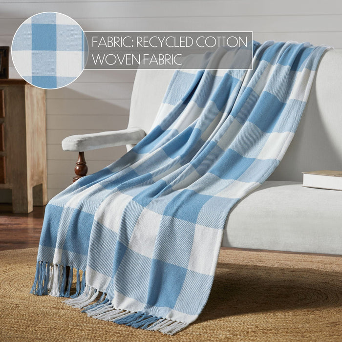 Annie Blue Buffalo Check Woven Throw - Primitive Star Quilt Shop