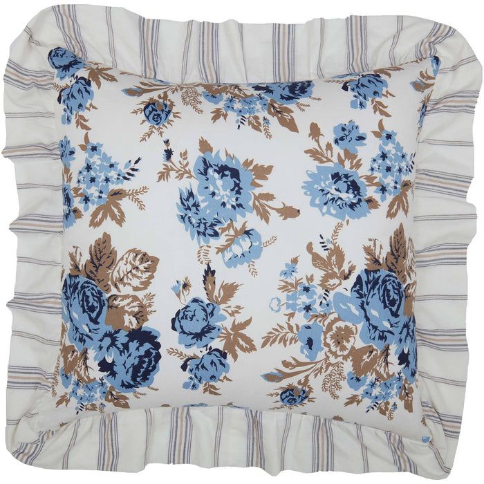 Annie Blue Floral Ruffled Pillow 18" Filled - Primitive Star Quilt Shop