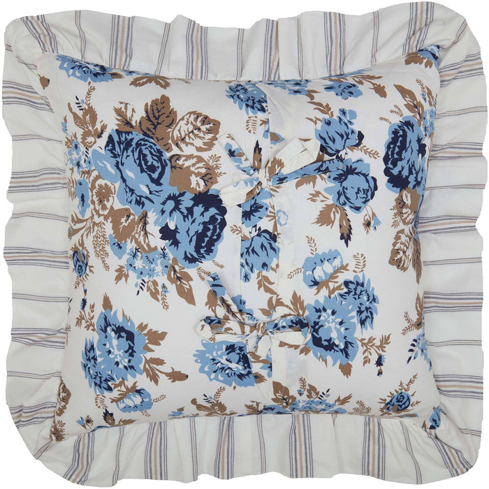 Annie Blue Floral Ruffled Pillow 18" Filled - Primitive Star Quilt Shop