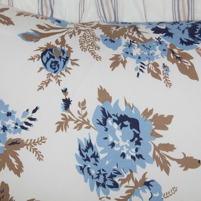 Annie Blue Floral Ruffled Pillow 18" Filled - Primitive Star Quilt Shop