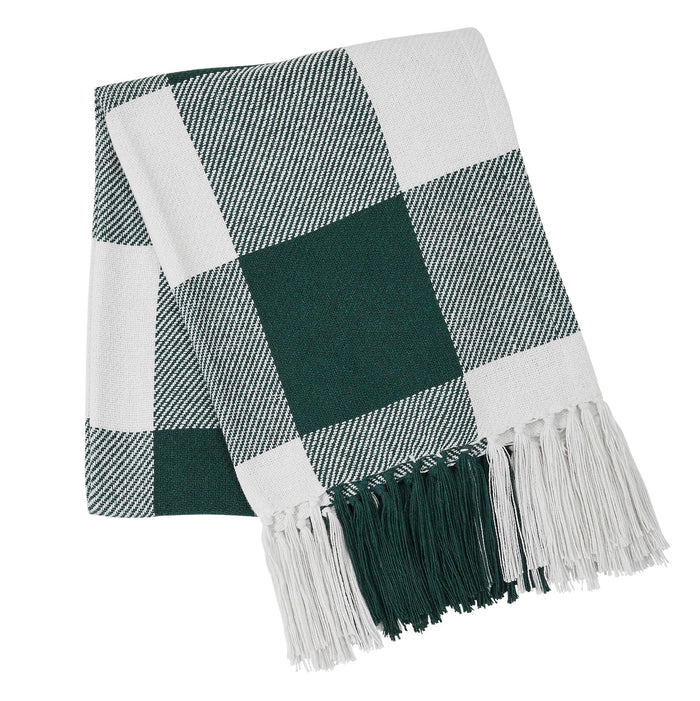 Annie Hunter Green Buffalo Check Woven Throw - Primitive Star Quilt Shop