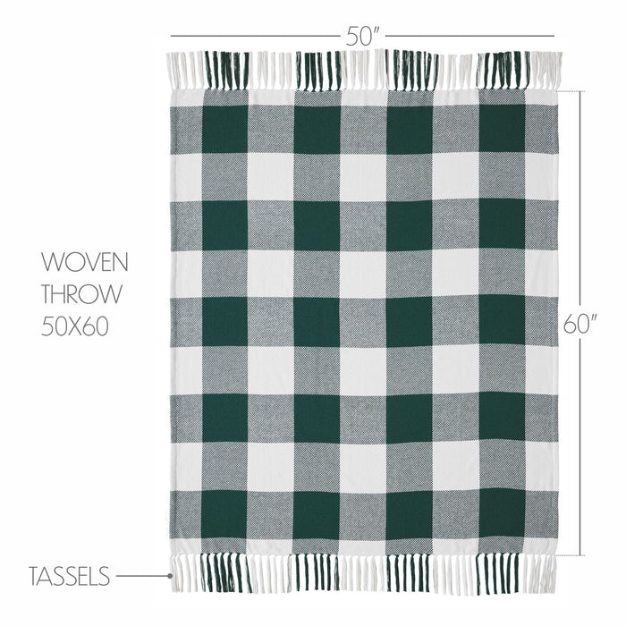 Annie Hunter Green Buffalo Check Woven Throw - Primitive Star Quilt Shop