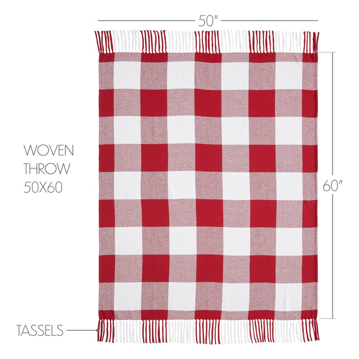 Annie Red Buffalo Check Woven Throw - Primitive Star Quilt Shop