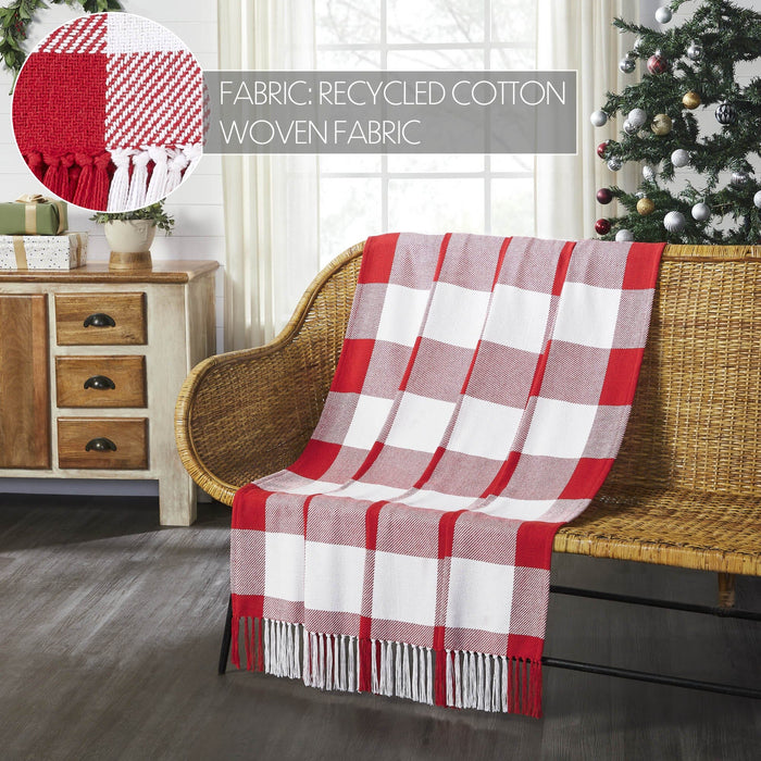 Annie Red Buffalo Check Woven Throw - Primitive Star Quilt Shop