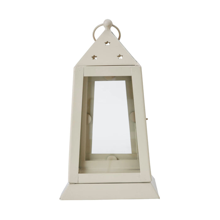 Antique White Metal Tealight Lantern - 7" - Primitive Star Quilt Shop