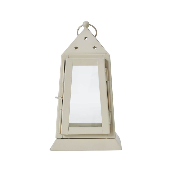 Antique White Metal Tealight Lantern - 7" - Primitive Star Quilt Shop