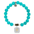 Aqua Amazonite Stone Bracelet with Lightning Bolt Sterling Silver Charm