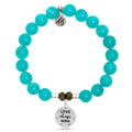 Aqua Amazonite Stone Bracelet with Love Always Wins Sterling Silver Charm