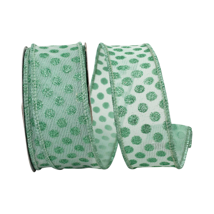 Aqua Mesh Deluxe Glitter Dots Ribbon, 1.5" X 10YD
