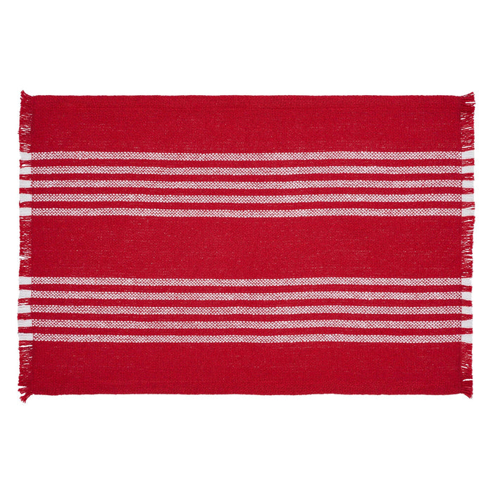Arendal Red Stripe Fringed Placemats - Set of 2 - Primitive Star Quilt Shop