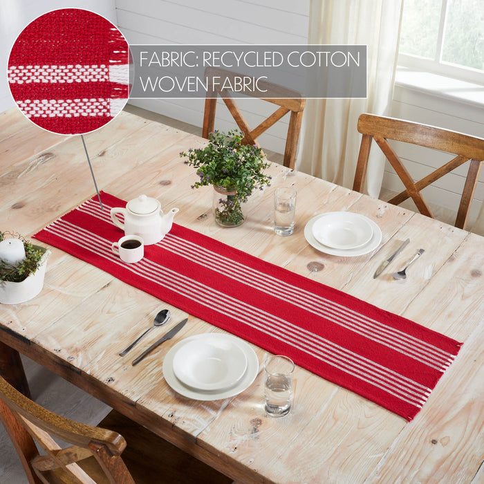 Arendal Red Stripe Fringed Runner 12x48" - Primitive Star Quilt Shop