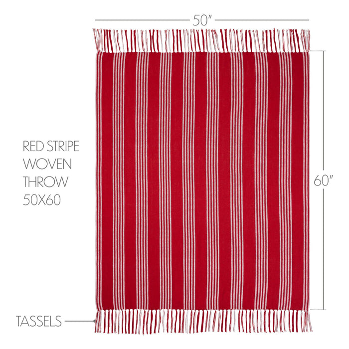 Arendal Red Stripe Woven Throw - Primitive Star Quilt Shop