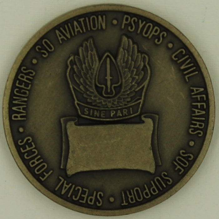 Army Special Operations Command Special Forces Bronze Challenge Coin