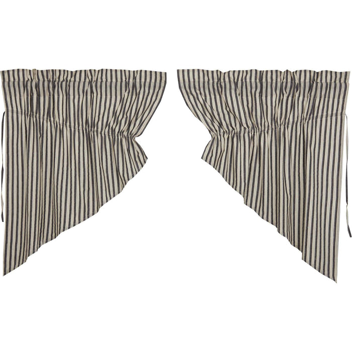 Ashmont Ticking Stripe Lined Prairie Swag Curtains - Primitive Star Quilt Shop