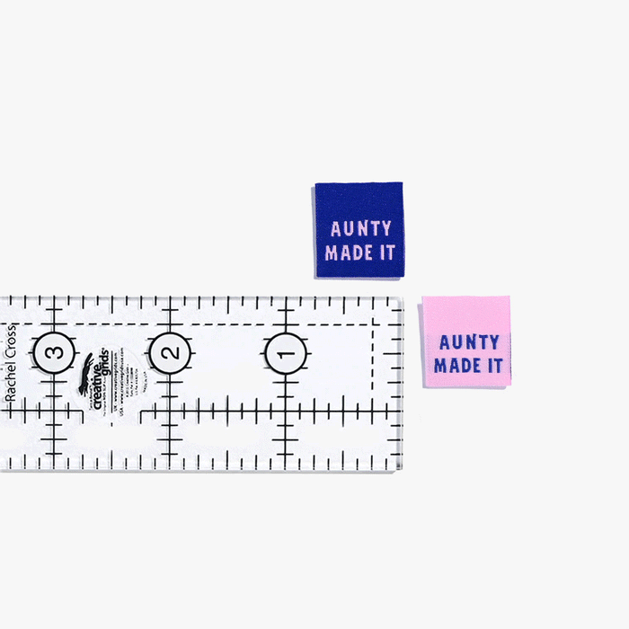 Aunty Made It woven KATM sewing labels for handmade clothes and DIY sewing projects