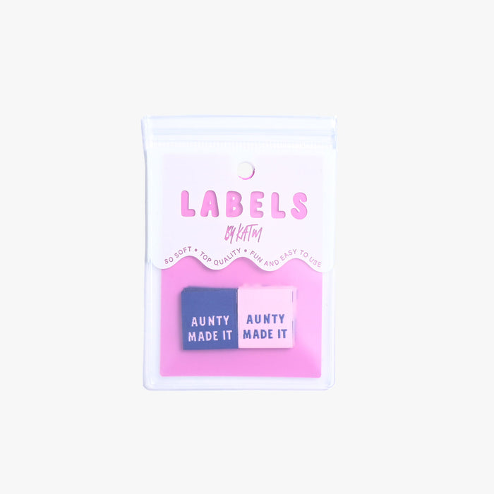 Aunty Made It woven KATM sewing labels for handmade clothes and DIY sewing projects