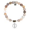Australian Agate Stone Bracelet with Connection Sterling Silver Charm