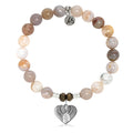 Australian Agate Stone Bracelet with Heart of Angels Sterling Silver Charm