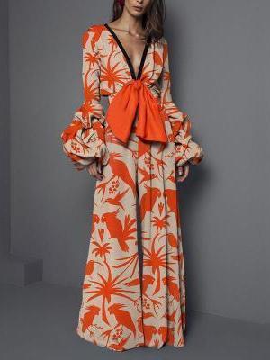 Autumn And Winter New Straight Pants Sexy Deep V Jumpsuit