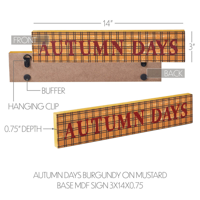 Autumn Days Sign - 3x14" - Primitive Star Quilt Shop