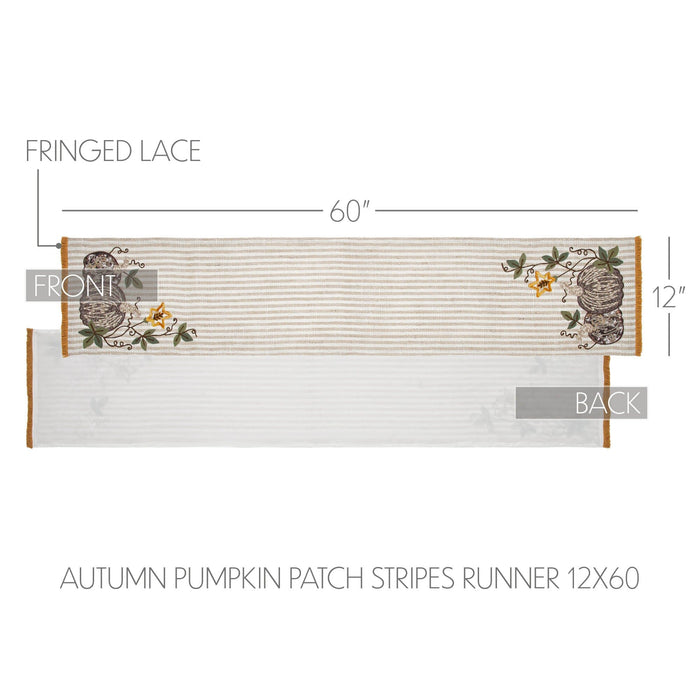 Autumn Pumpkin Patch Stripe Runner 12x60" - Primitive Star Quilt Shop