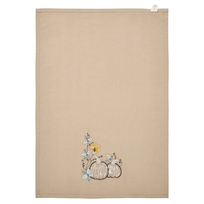 Autumn Pumpkin Patch Tea Towel - Primitive Star Quilt Shop