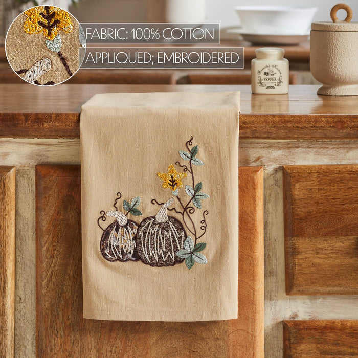 Autumn Pumpkin Patch Tea Towel - Primitive Star Quilt Shop