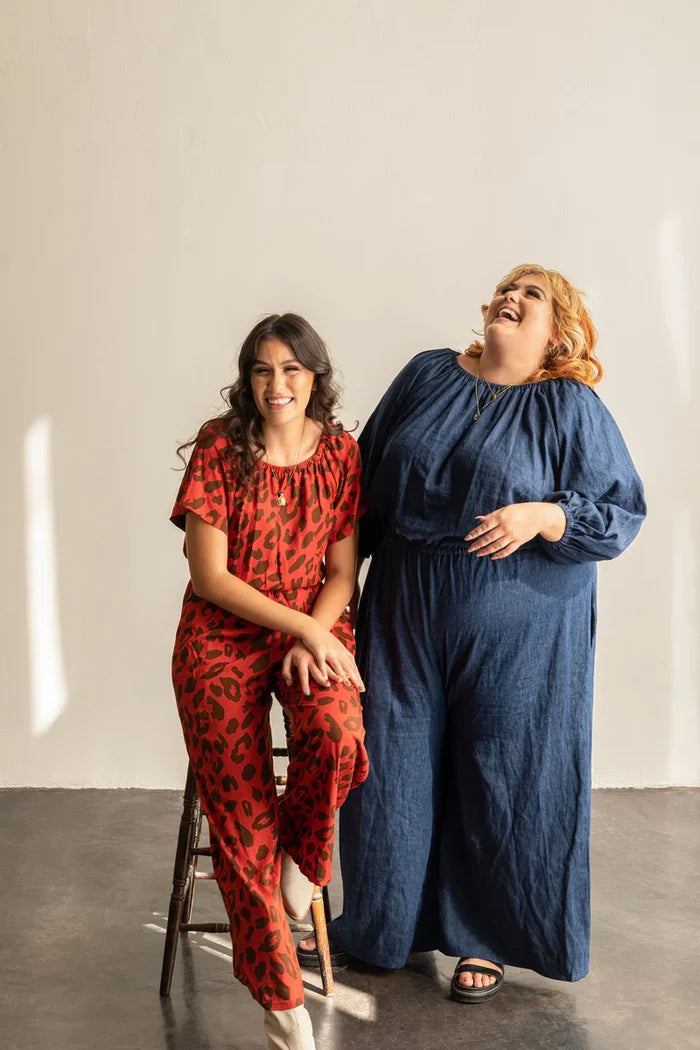 Avenir Jumpsuit Sewing Pattern – wide-leg, elastic waist jumpsuit with sleeve options (XS–7X)