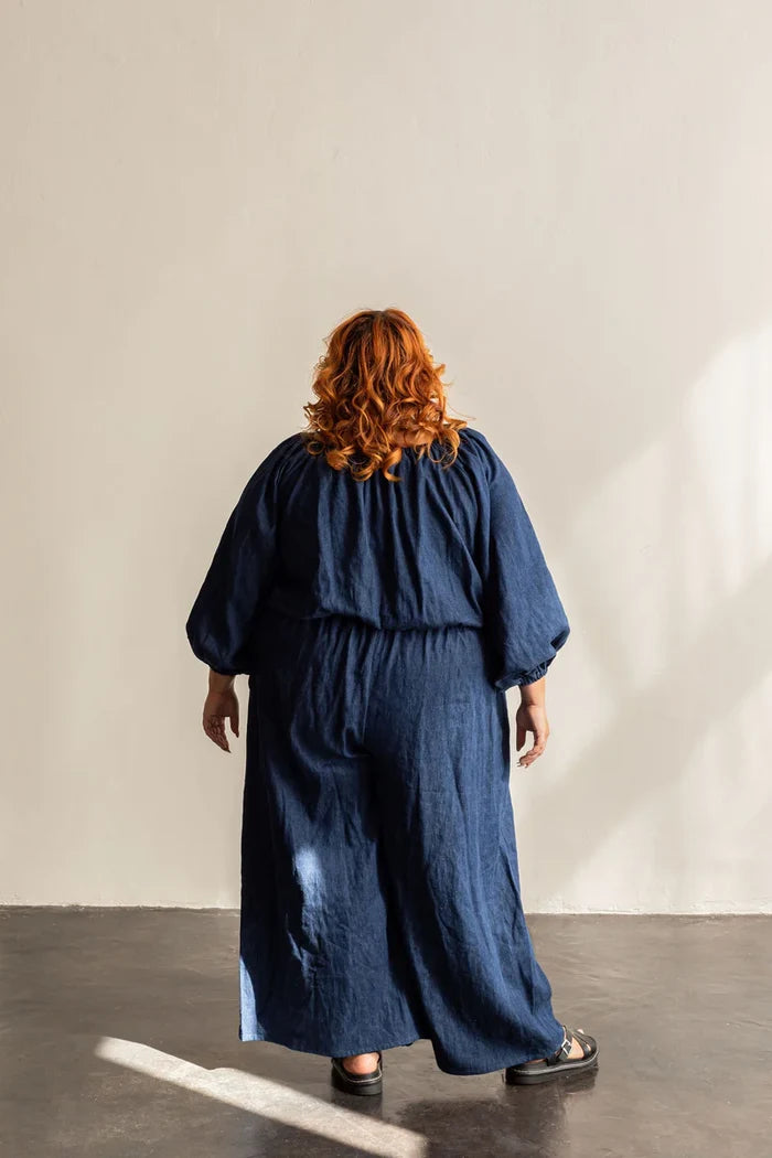 Avenir Jumpsuit Sewing Pattern – wide-leg, elastic waist jumpsuit with sleeve options (XS–7X)