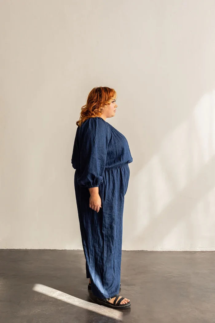 Avenir Jumpsuit Sewing Pattern – wide-leg, elastic waist jumpsuit with sleeve options (XS–7X)