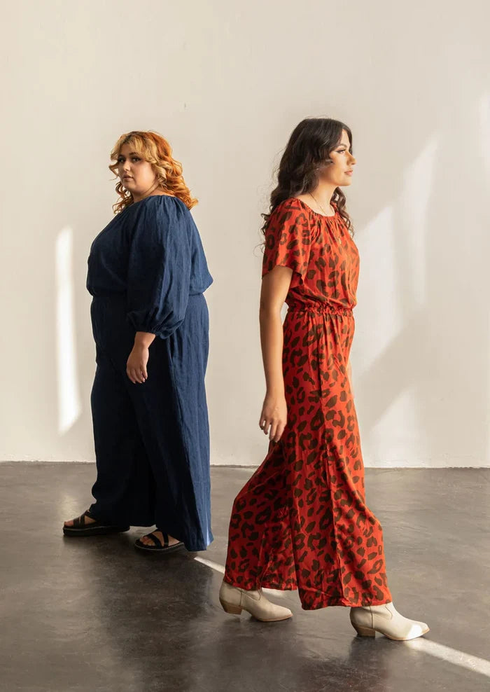 Avenir Jumpsuit Sewing Pattern – wide-leg, elastic waist jumpsuit with sleeve options (XS–7X)