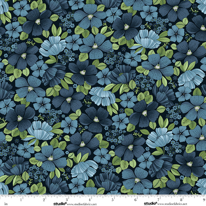Bar Harbor - Floral All-Over in Indigo - by Chelsea DesignWorks with Studio E Fabrics